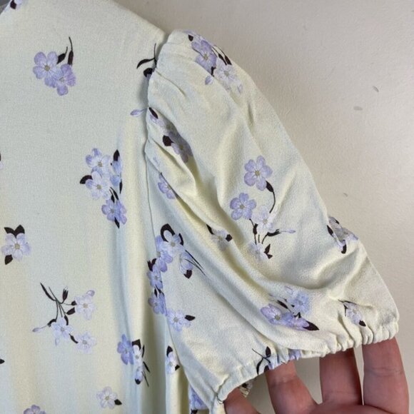 Aritzia SUNDEH Zane puff-sleeve Cottagecore floral butter yellow dress SZ Medium - Picture 8 of 16